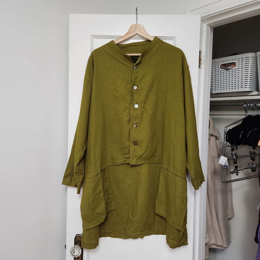 Kaliyana Artwear Linen Blend Tunic Button Down size M/L